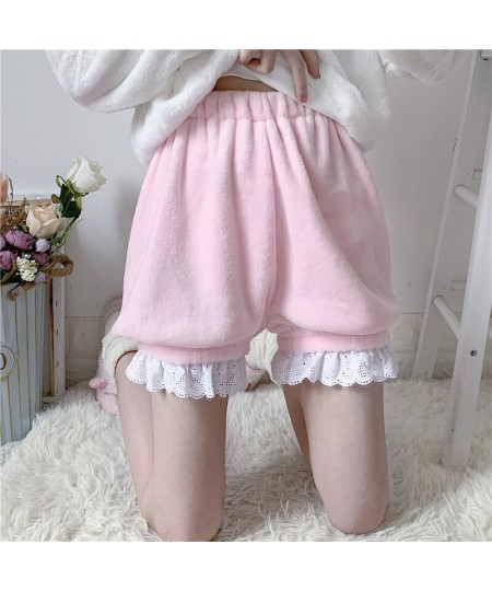 Spring Cute Lolita Women's Safety Pants Warm Velvet Shorts Sweet High Waist Lace Plush Shorts Autumm Kawaii Bloomers Shorts $...