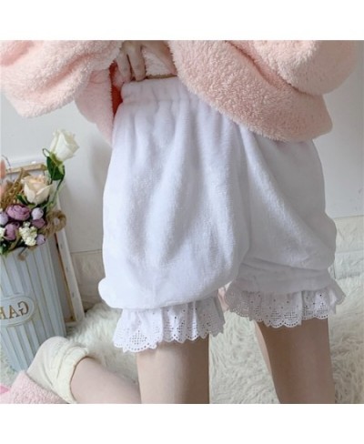 Spring Cute Lolita Women's Safety Pants Warm Velvet Shorts Sweet High Waist Lace Plush Shorts Autumm Kawaii Bloomers Shorts $...