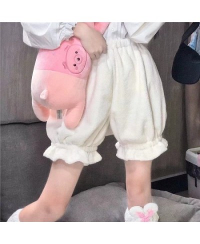 Spring Cute Lolita Women's Safety Pants Warm Velvet Shorts Sweet High Waist Lace Plush Shorts Autumm Kawaii Bloomers Shorts $...