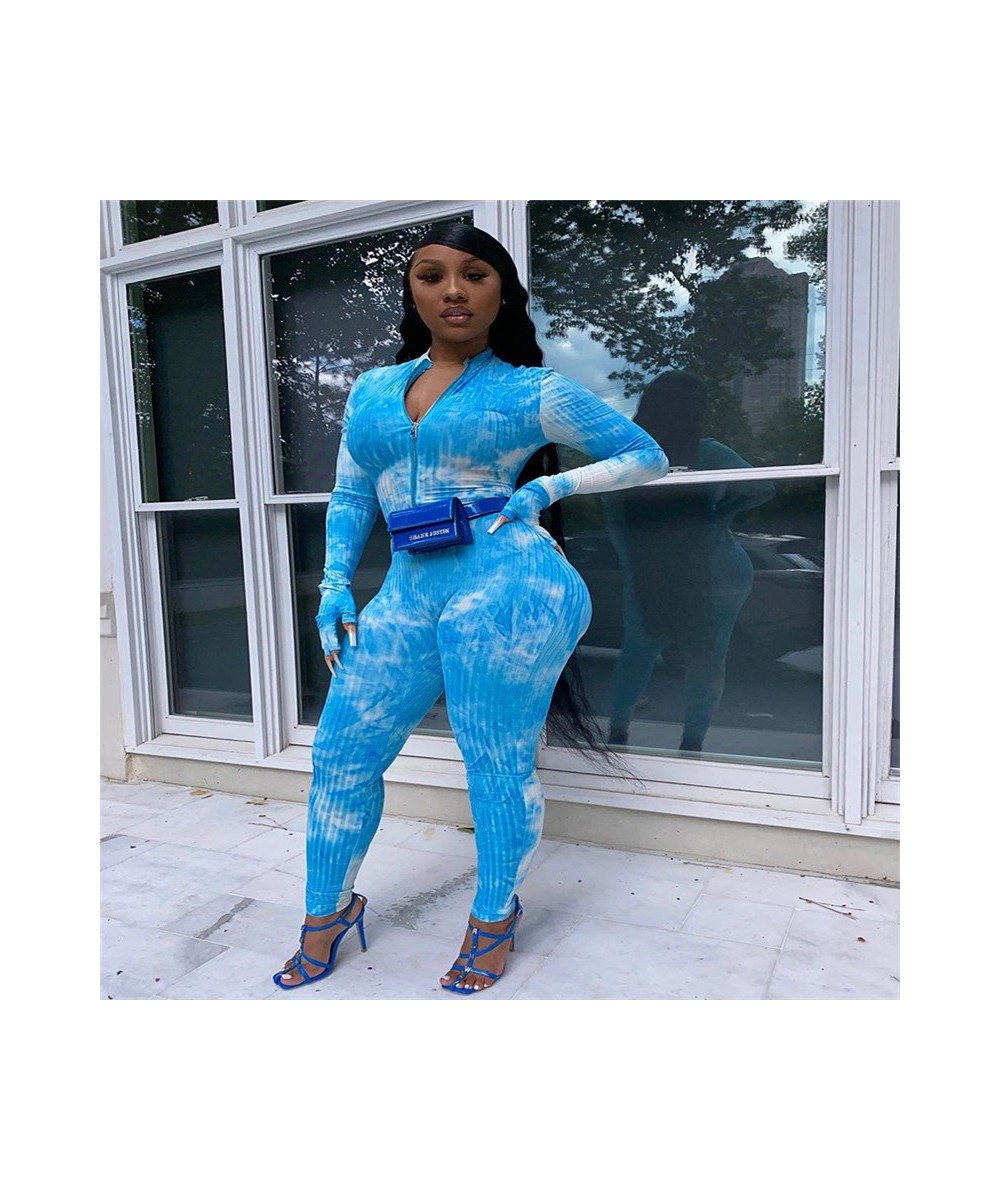 Sexy Tie Dye Print Rompers Womans Jumpsuits Clothing 2023 Sexy Bodysuit Women Club Overalls Long Sleeve Streetwear Ropa De $3...