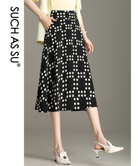 New 2023 Spring Summer Women's Pleated Skirt Sexy Big Hem S M L XL XXL XXXL Size Mid-Long Female Black Dot Skirt 6811 $60.86 ...