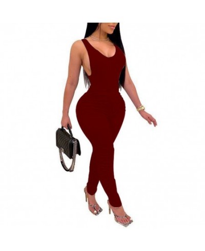 New Fashion Women Ladies Summer Sexy Casual Sleeveless Skinny Open Back Sleeveless Jumpsuits Black White Pink Red $33.51 - Ju...