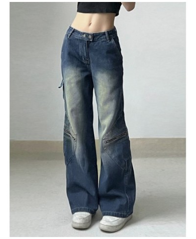 High Waisted Streetwear Baggy Jeans Fashion Chic Casual Tie Dye Bottoms Aesthetic 90s Straight Denim Trousers y2k $57.86 - Jeans