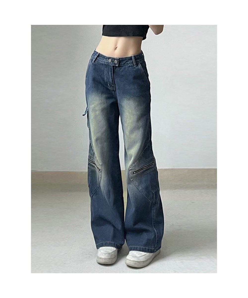 High Waisted Streetwear Baggy Jeans Fashion Chic Casual Tie Dye Bottoms Aesthetic 90s Straight Denim Trousers y2k $57.86 - Jeans