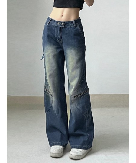 High Waisted Streetwear Baggy Jeans Fashion Chic Casual Tie Dye Bottoms Aesthetic 90s Straight Denim Trousers y2k $57.86 - Jeans