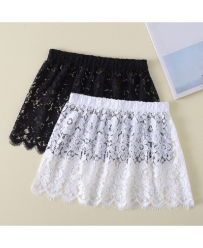 Women Eyelash Floral Lace Shirt Extender Adjustable Layered Faux Top Hem Lower Sweep Mini Skirt Half Slip Underskirt $19.70 -...