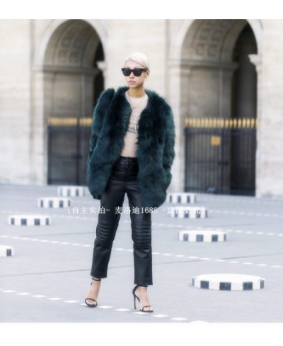 European Autumn And Winter Women Made Fur Coat Dark Green Fox fur Faux Fur In The Long Thin $95.14 - Jackets & Coats