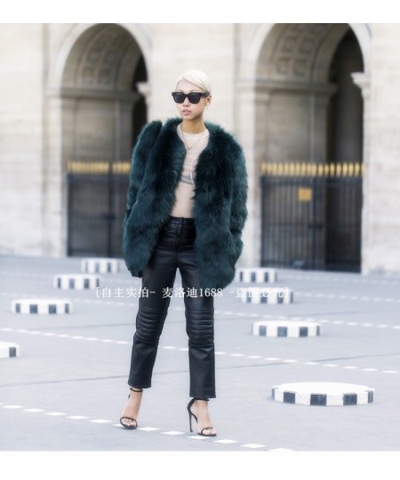 European Autumn And Winter Women Made Fur Coat Dark Green Fox fur Faux Fur In The Long Thin $95.14 - Jackets & Coats