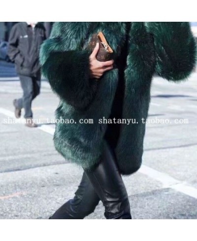 European Autumn And Winter Women Made Fur Coat Dark Green Fox fur Faux Fur In The Long Thin $95.14 - Jackets & Coats