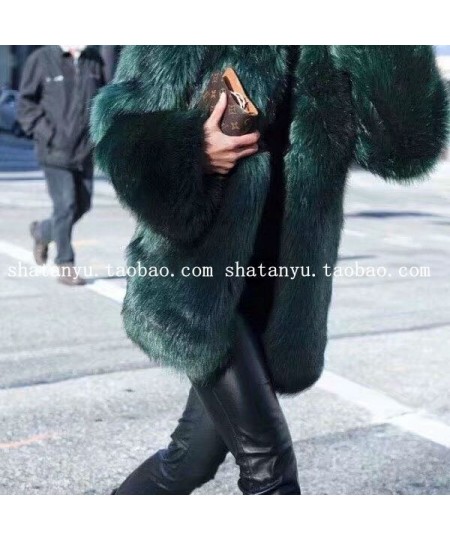 European Autumn And Winter Women Made Fur Coat Dark Green Fox fur Faux Fur In The Long Thin $95.14 - Jackets & Coats