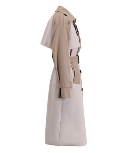 Double Breasted Trench Loose Long Patchowrk Color Block Fashion Windbreaker Coat With Belt 2023 Spring New 2JA454 $98.09 - Ja...