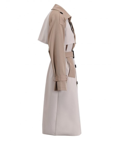 Double Breasted Trench Loose Long Patchowrk Color Block Fashion Windbreaker Coat With Belt 2023 Spring New 2JA454 $98.09 - Ja...