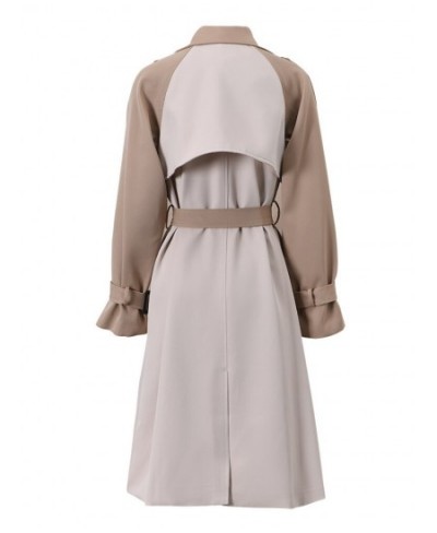 Double Breasted Trench Loose Long Patchowrk Color Block Fashion Windbreaker Coat With Belt 2023 Spring New 2JA454 $98.09 - Ja...