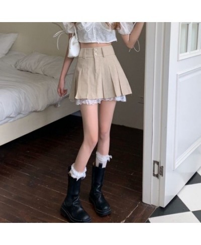 Patchwork Skirts Women Casual Daily All-match Retro Design Elegant Empire Pleated Korean Style Hot Girls Summer Faldas Popula...