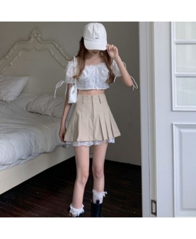 Patchwork Skirts Women Casual Daily All-match Retro Design Elegant Empire Pleated Korean Style Hot Girls Summer Faldas Popula...