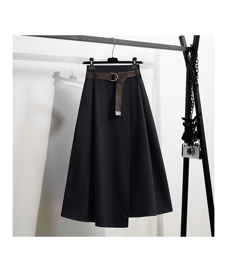 Asymmetrical Ladies Skirts 2023 Autumn Winter Skirts Sashes Loose Oversized Thick Female Skirts Mid-Long Skirts Clothing KE18...