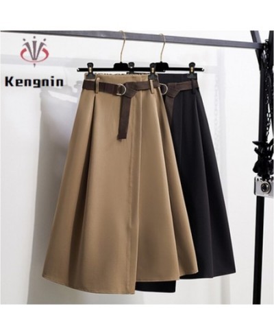 Asymmetrical Ladies Skirts 2023 Autumn Winter Skirts Sashes Loose Oversized Thick Female Skirts Mid-Long Skirts Clothing KE18...