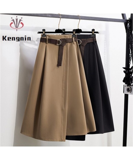 Asymmetrical Ladies Skirts 2023 Autumn Winter Skirts Sashes Loose Oversized Thick Female Skirts Mid-Long Skirts Clothing KE18...