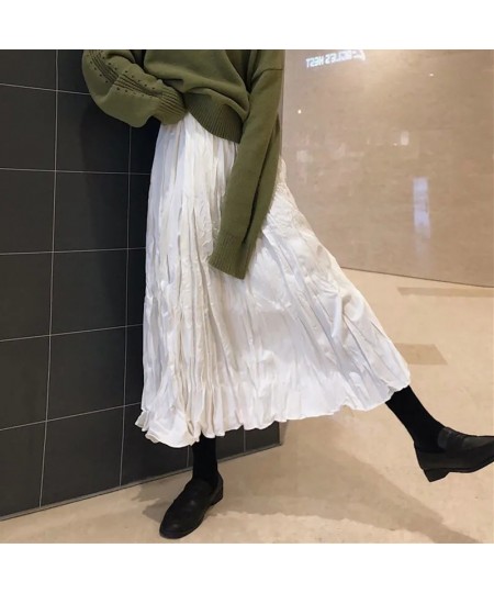 2023 Autumn Winter Women Boho Long Skirts High Waist Ruffles White Pleated Skirts Jupe Femme Women Spring Skirt Saia Midi $37...