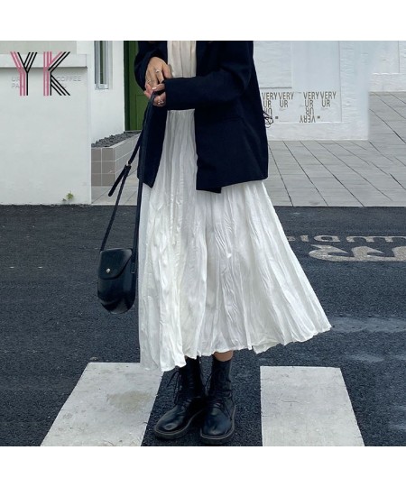 2023 Autumn Winter Women Boho Long Skirts High Waist Ruffles White Pleated Skirts Jupe Femme Women Spring Skirt Saia Midi $37...