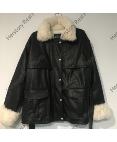 Thick Winter Warm Faux Leather Jacket Long Fur Collar Patchwork Coat Sashes Lim Waist Women Pu Leather Jackets 2022 $93.24 - ...