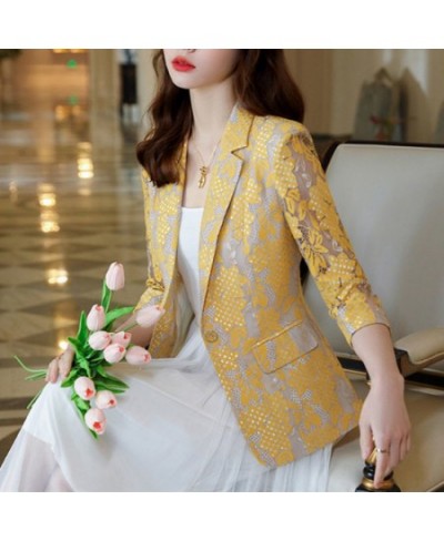 Lace Suit Women's Coat 2022 Spring and Summer Thin New Korean Fashion Temperament Leisure Slim Women's Suit Jacket $47.49 - S...