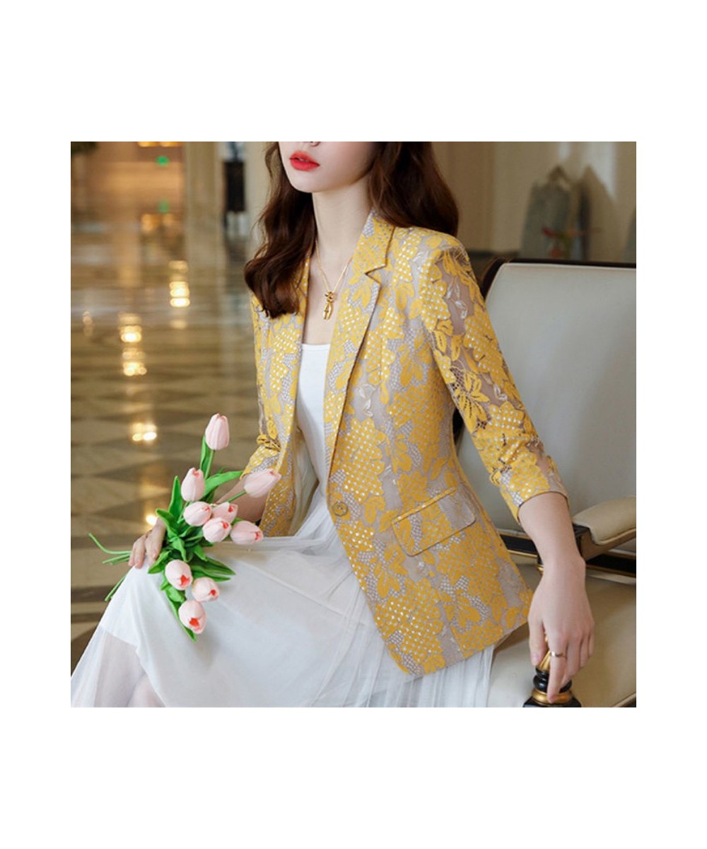 Lace Suit Women's Coat 2022 Spring and Summer Thin New Korean Fashion Temperament Leisure Slim Women's Suit Jacket $47.49 - S...