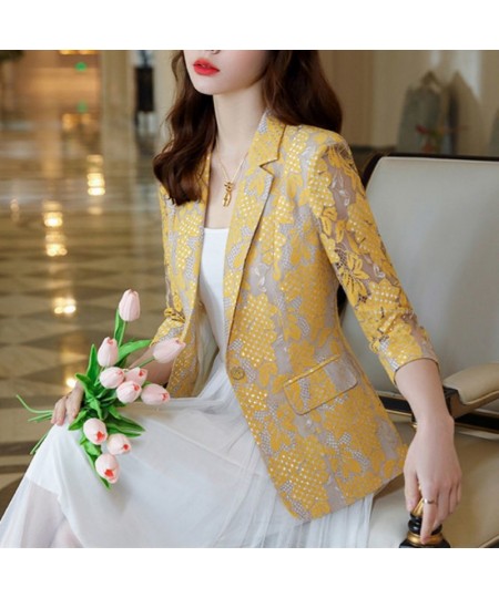 Lace Suit Women's Coat 2022 Spring and Summer Thin New Korean Fashion Temperament Leisure Slim Women's Suit Jacket $47.49 - S...