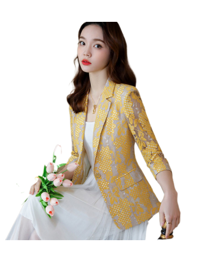 Lace Suit Women's Coat 2022 Spring and Summer Thin New Korean Fashion Temperament Leisure Slim Women's Suit Jacket $47.49 - S...