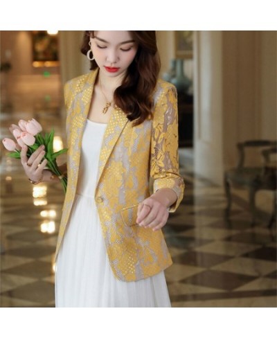 Lace Suit Women's Coat 2022 Spring and Summer Thin New Korean Fashion Temperament Leisure Slim Women's Suit Jacket $47.49 - S...