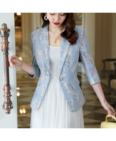 Lace Suit Women's Coat 2022 Spring and Summer Thin New Korean Fashion Temperament Leisure Slim Women's Suit Jacket $47.49 - S...