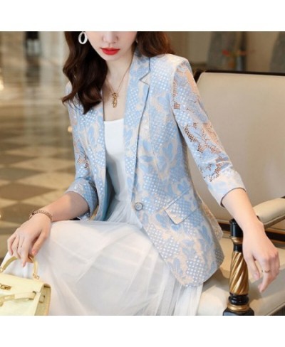 Lace Suit Women's Coat 2022 Spring and Summer Thin New Korean Fashion Temperament Leisure Slim Women's Suit Jacket $47.49 - S...