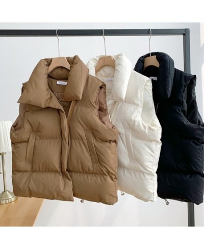 Women Winter Warm Cotton Padded Vests Sleeveless Parkas Jacket Korean Version Overcoat Solid Color Loose Waistcoat Vest Coat ...