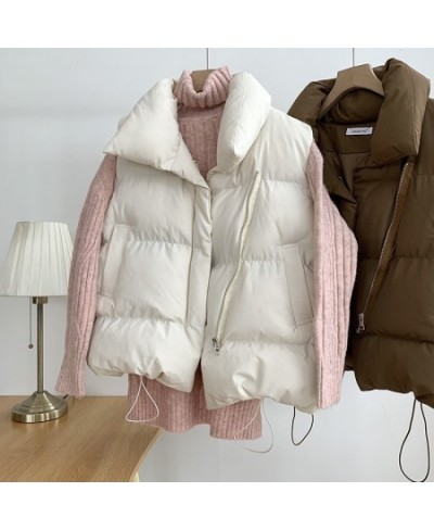 Women Winter Warm Cotton Padded Vests Sleeveless Parkas Jacket Korean Version Overcoat Solid Color Loose Waistcoat Vest Coat ...