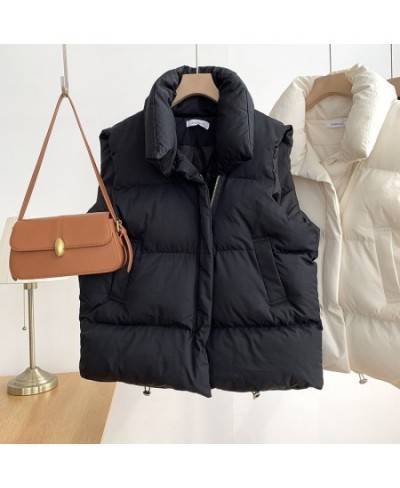 Women Winter Warm Cotton Padded Vests Sleeveless Parkas Jacket Korean Version Overcoat Solid Color Loose Waistcoat Vest Coat ...