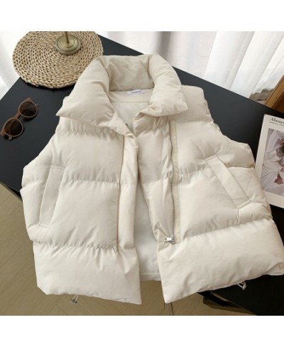 Women Winter Warm Cotton Padded Vests Sleeveless Parkas Jacket Korean Version Overcoat Solid Color Loose Waistcoat Vest Coat ...