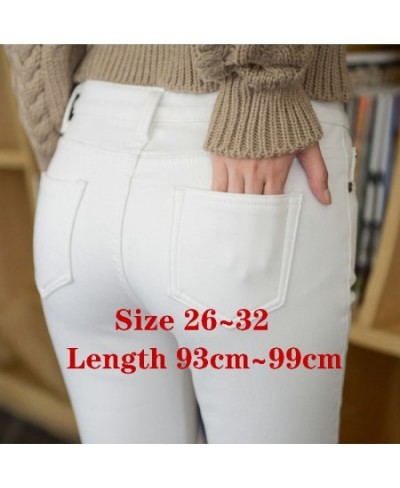 Stretch Jeans Pencil Pant Candy Color Plus Size Mid Waist Skinny Jeans Fleece Denim Pants Winter Thicken Velvet Warm Jeans $4...