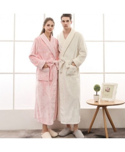 Terry Dressing Gown Women's Thick V Neck Winter Soft Long Sleeve Ladies Bathrobe with Sashes Flannel Pocket Plus Size Home We...