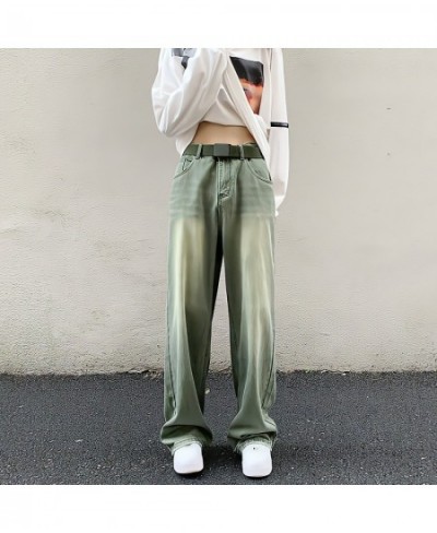 Wide Leg Denim Trousers Vintage Green Jeans Women Summer Korean Fashion Vibe Style Y2k Streetwear High Waist Baggy Pants $51....