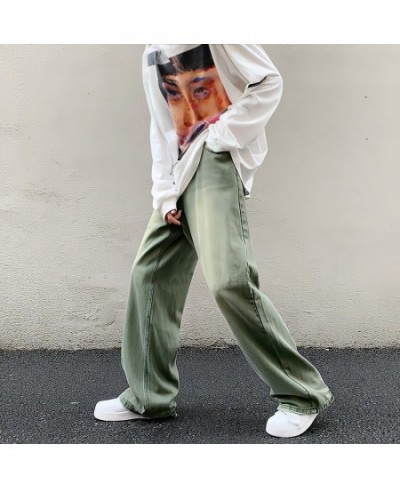 Wide Leg Denim Trousers Vintage Green Jeans Women Summer Korean Fashion Vibe Style Y2k Streetwear High Waist Baggy Pants $51....