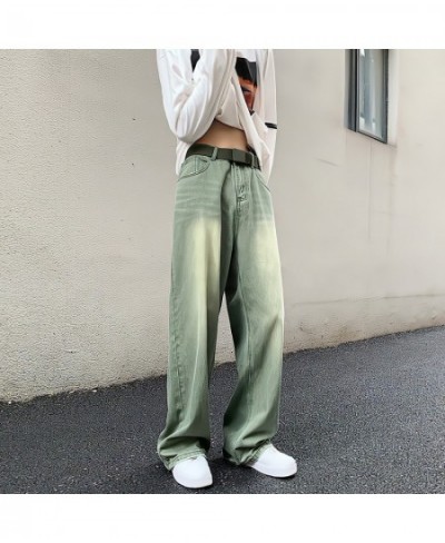 Wide Leg Denim Trousers Vintage Green Jeans Women Summer Korean Fashion Vibe Style Y2k Streetwear High Waist Baggy Pants $51....