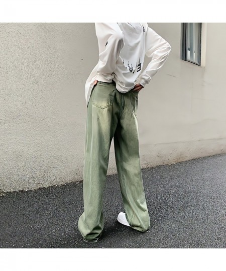 Wide Leg Denim Trousers Vintage Green Jeans Women Summer Korean Fashion Vibe Style Y2k Streetwear High Waist Baggy Pants $51....