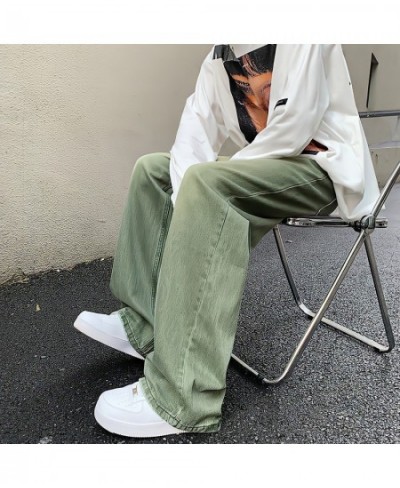 Wide Leg Denim Trousers Vintage Green Jeans Women Summer Korean Fashion Vibe Style Y2k Streetwear High Waist Baggy Pants $51....