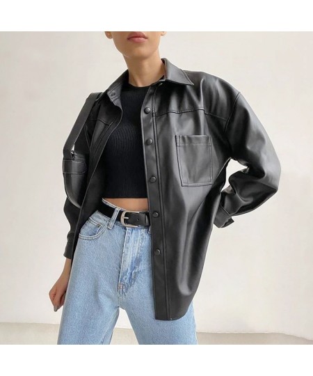 Spring New Leather Jackets for Women Black Small PU Leather Lapel Coat Europe American Women's Vintage Motorcycle Bomber Jack...