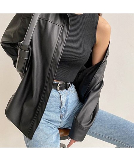 Spring New Leather Jackets for Women Black Small PU Leather Lapel Coat Europe American Women's Vintage Motorcycle Bomber Jack...