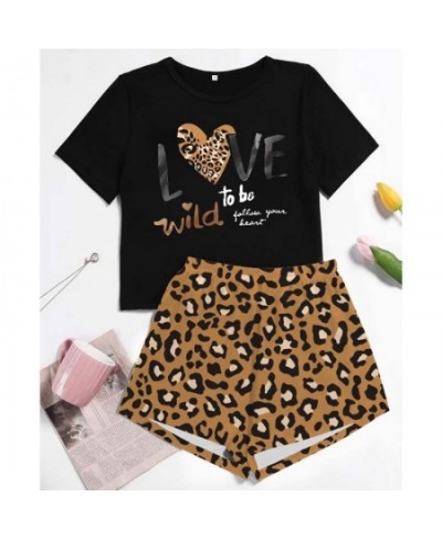 Womens Cute Dog Cartoon Printed Pajamas Set Casual Short Sleeve T-Shirt Sports Cotton Sleepwear Summer Pyjama For Women Suits...