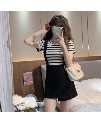 Women Student Girl Summer Cute Short Mini Skirt Preppy Style High Waist Strap Skirt $37.79 - Skirts