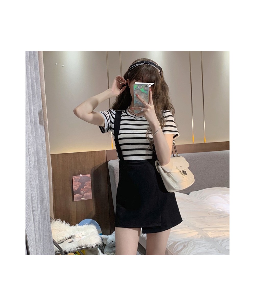 Women Student Girl Summer Cute Short Mini Skirt Preppy Style High Waist Strap Skirt $37.79 - Skirts