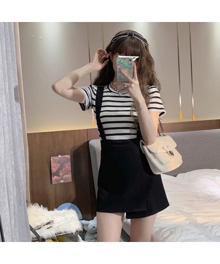 Women Student Girl Summer Cute Short Mini Skirt Preppy Style High Waist Strap Skirt $37.79 - Skirts