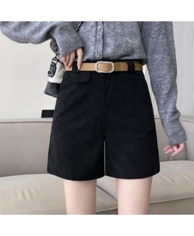 Fashion Korean High Waist Women's Shorts Loose Streetwear Solid Corduroy Winter Shorts S-5XL Big Size Wide Leg Short Femme $7...